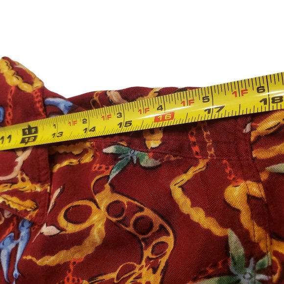 JENNIFER MOORE PETITES SIZE SMALL LONG SLEEVE BUTTON DOWN JEWELS PRINT RED - Picture 9 of 13